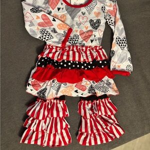 SALE!! 2pc Valentines Ruffle Pant Set girls